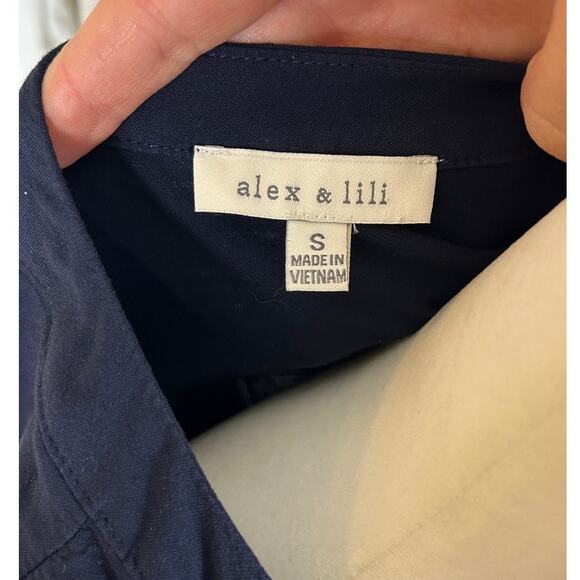 Alex & Lili Women's Size S Navy Hi-Low T Roll Tab Sleeve Shirt Dress #0271 - Picture 8 of 16